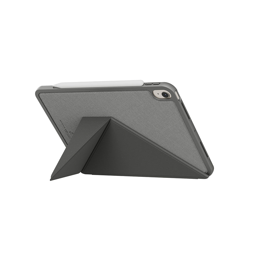 Apple iPad Air 11 2026 M4 Kılıf Skinarma Kalemlikli Dokulu Tasarım Standlı Magnetik Trilon Kılıf Gri