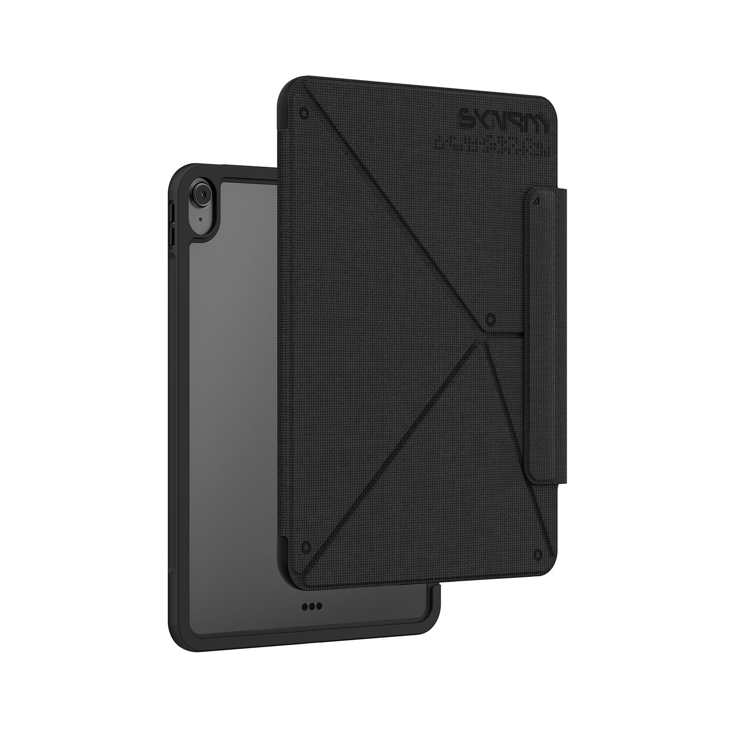 Apple iPad Air 11 2026 M4 Kılıf Skinarma Kalemlikli Dokulu Tasarım Standlı Magnetik Trilon Kılıf Siyah