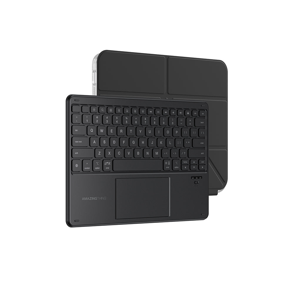 Apple iPad Air 13 2025 M3 Amazingthing Minimal KeyLite Combo Klavyeli Standlı Kılıf Siyah