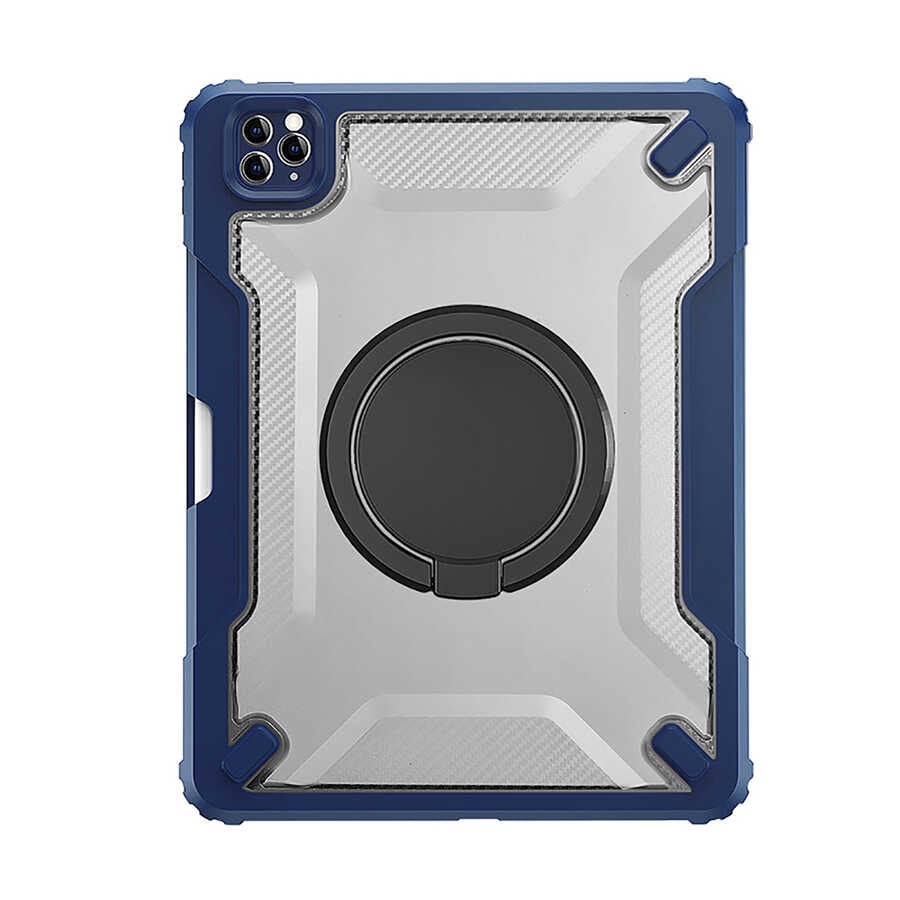 iPad Pro 11 2021 (3.Nesil) Wiwu Mecha Dönebilen Standlı Tablet Kılıfı Mavi