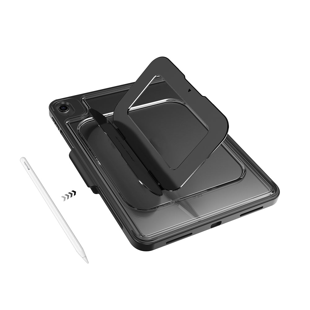 Apple iPad Pro 11 2022 M2 Mutural AlloyKick Serisi Kalem Bölmeli Alüminyum Standlı Tablet Kılıfı Siyah