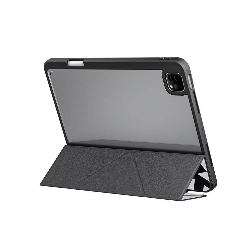 iPad Pro 11 2024 Kılıf SkinArma Holografik Tasarımlı Arkası Şeffaf Çıkarılabilir Magnetik Kira Kobai Kılıf Gümüş