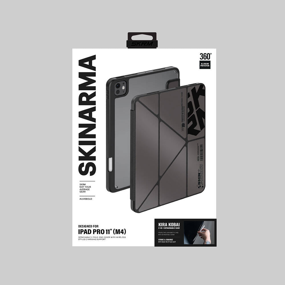 iPad Pro 11 2024 Kılıf SkinArma Holografik Tasarımlı Arkası Şeffaf Çıkarılabilir Magnetik Kira Kobai Kılıf Füme