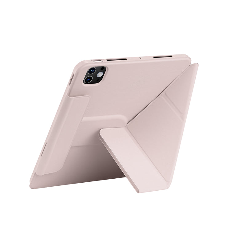 iPad Pro 11 2024 Wiwu 360° Dönebilen Standlı Magnetik Koruyucu Tablet Kılıfı Pembe