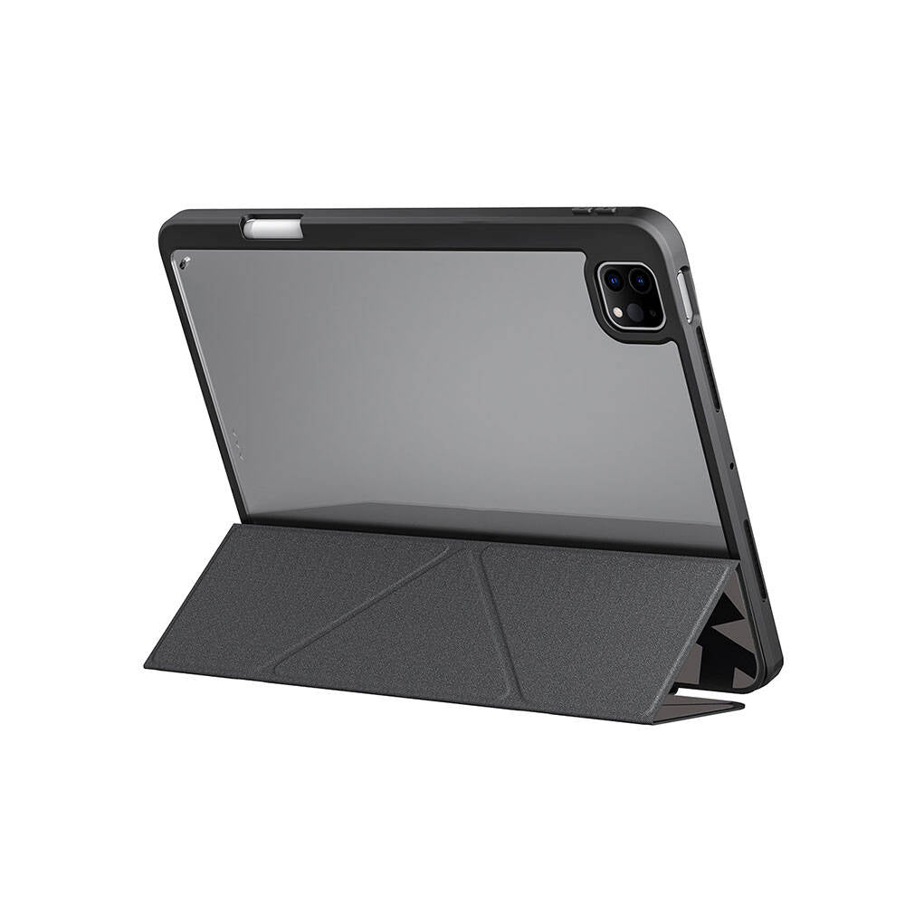 Apple iPad Pro 11 2025 M5 Kılıf SkinArma Holografik Tasarımlı Arkası Şeffaf Çıkarılabilir Magnetik Kira Kobai Kılıf Gümüş