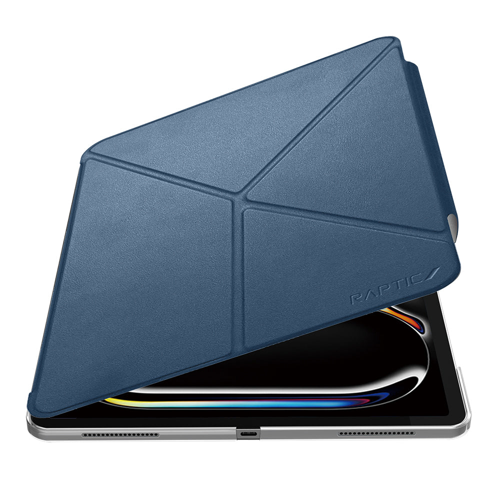 Apple iPad Pro 11 2025 M5 Raptic Clear Folio Airbagli Şeffaf Kapaklı Katlanabilir Standlı Kılıf Lacivert