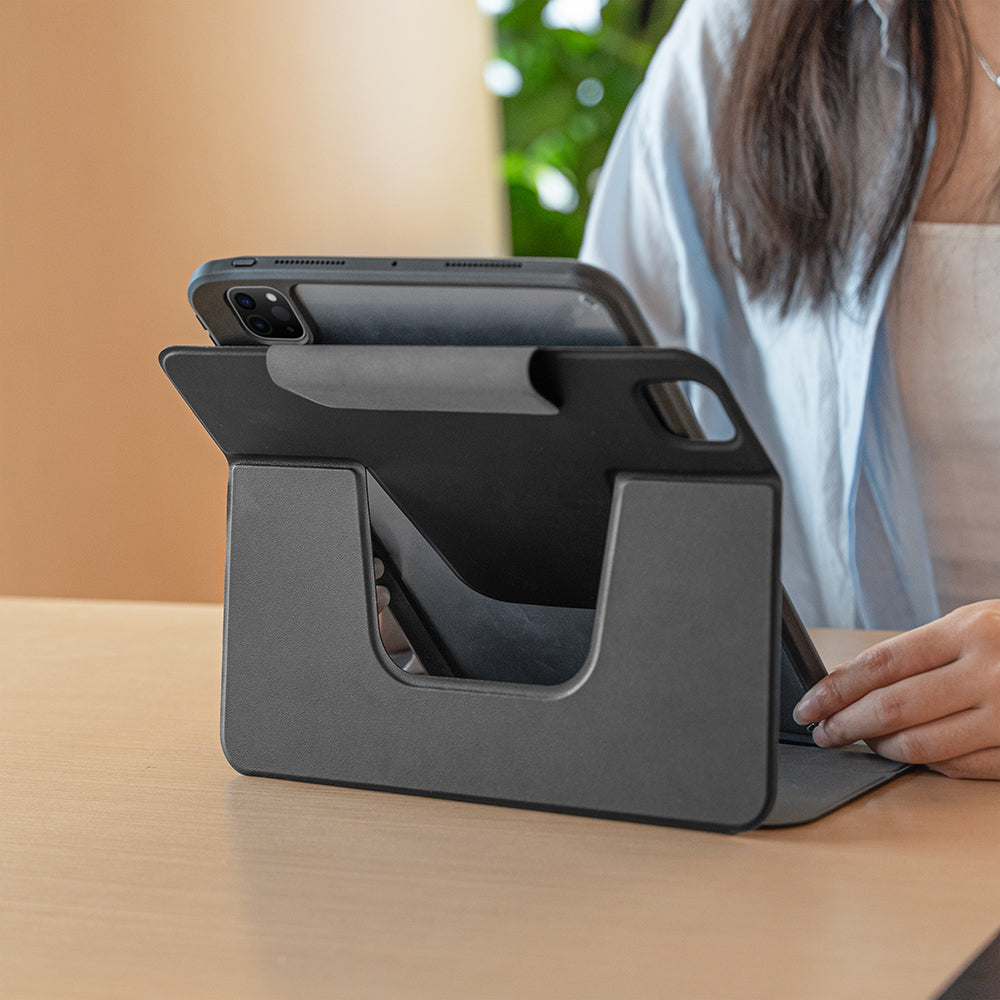 Apple iPad Pro 11 2025 M5 Raptic Spin Detachable Folio PU Ayrılabilir Kalem Bölmeli Standlı Kılıf Siyah