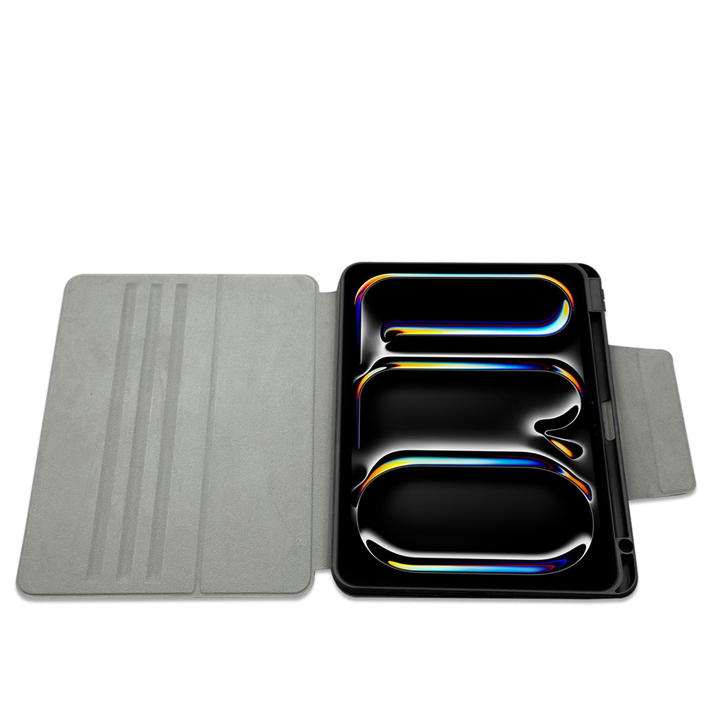 Apple iPad Pro 11 2025 M5 Raptic Spin Detachable Folio PU Ayrılabilir Kalem Bölmeli Standlı Kılıf Siyah