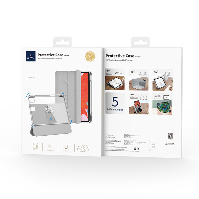 Apple iPad Pro 11 2025 M5 Wiwu 360° Dönebilen Standlı Magnetik Koruyucu Tablet Kılıfı Siyah