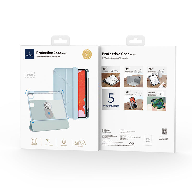Apple iPad Pro 11 2025 M5 Wiwu 360° Dönebilen Standlı Magnetik Koruyucu Tablet Kılıfı Siyah