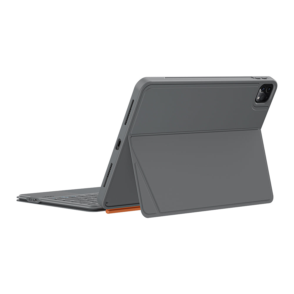 Apple iPad Pro 11.Nesil 2025 Wiwu MK-005 Combo 3in1 Kalem Bölmeli Klavyeli Standlı Kılıf Gri