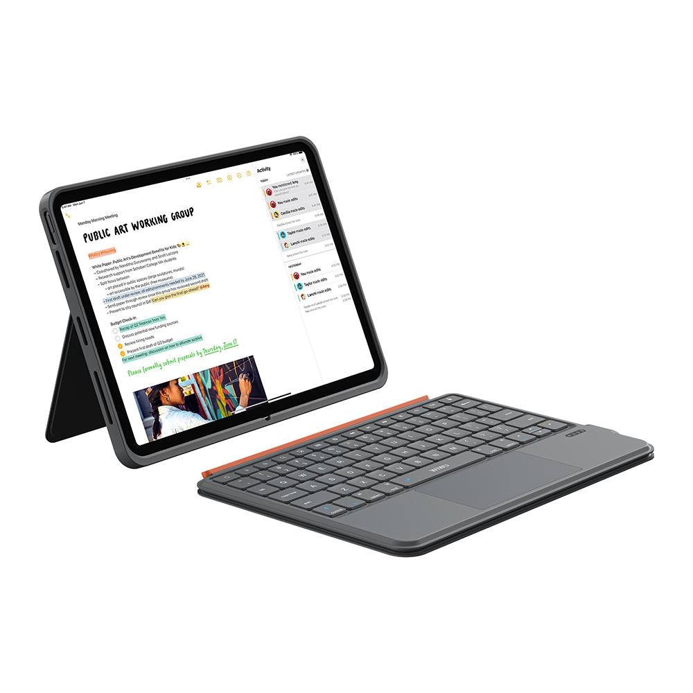 Apple iPad Pro 11.Nesil 2025 Wiwu MK-005 Combo 3in1 Kalem Bölmeli Klavyeli Standlı Kılıf Gri