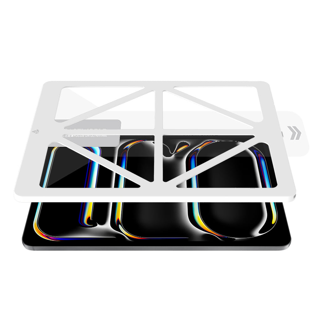 Apple iPad Pro 13 2025 M5 CaseWorld Steel Shield Serisi Temperli Cam Ekran Koruyucu + Uygulama Aparatı Şeffaf