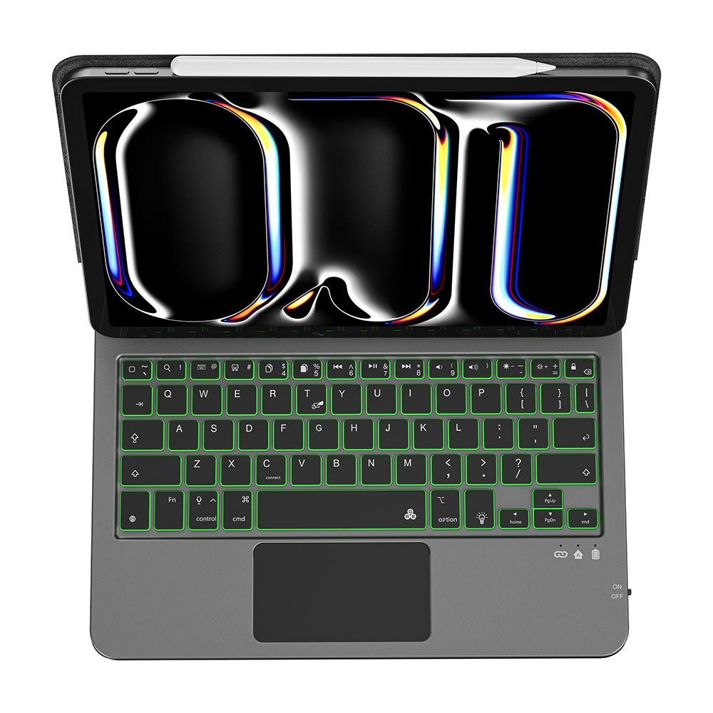 Apple iPad Pro 13 2025 M5 Wiwu MK-003 Gizli Kalem Bölmeli Klavyeli Standlı Kılıf Siyah