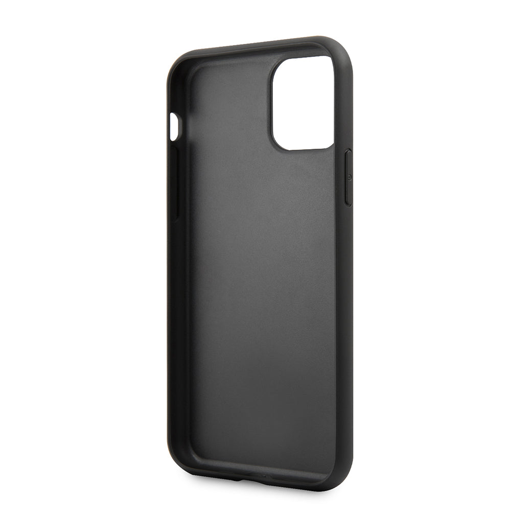 iPhone 11 Kılıf Karl Lagerfeld PU Suni Deri Karl Dizayn Kılıf Siyah