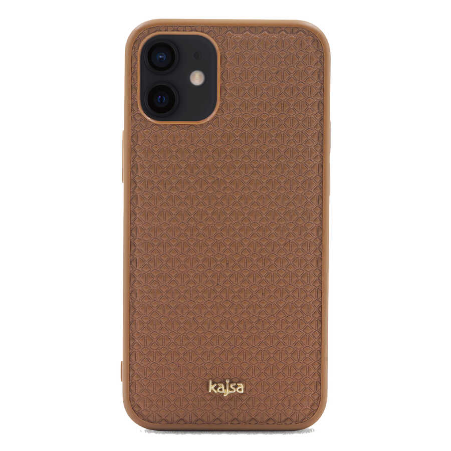 iPhone 12 Kılıf Kajsa Splendid Serisi 3D Leaf Kılıf Kahverengi