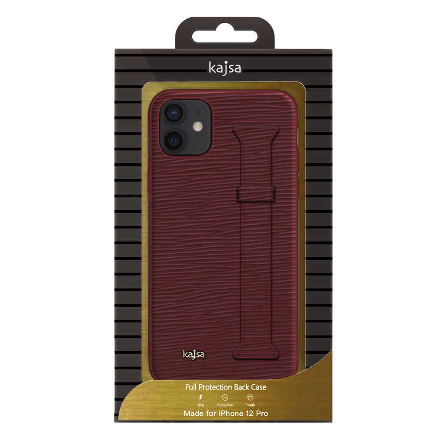 iPhone 12 Kılıf Kajsa Wave Pattern Handstrap Kılıf Kahverengi