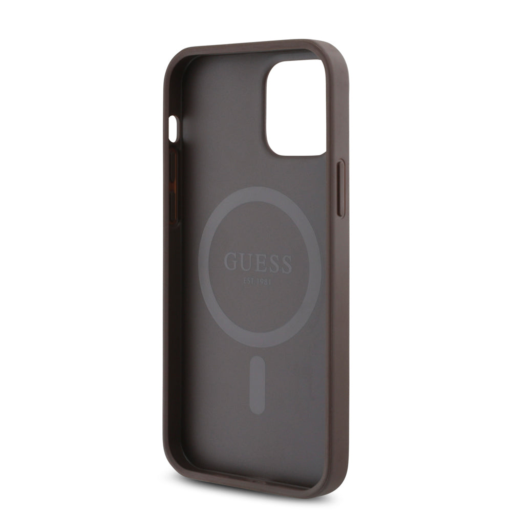 Apple iPhone 12 Pro Kılıf Guess Orjinal Lisanslı Magsafe Şarj Özellikli Small 4G Classic Kapak Siyah