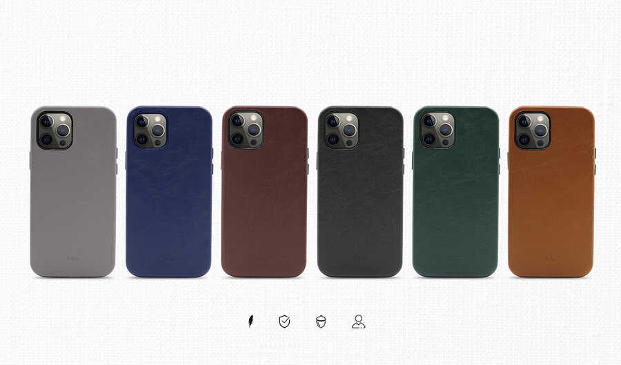 iPhone 12 Pro Kılıf Kajsa Crazy Horse Kılıf Gri