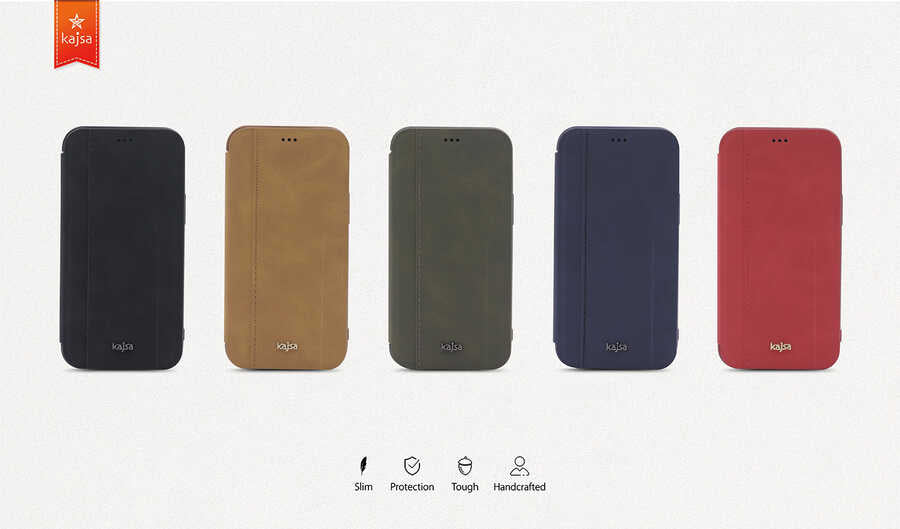 iPhone 12 Pro Kılıf Kajsa Dale Serisi Parallel PU Folio Kılıf Kahve Açık