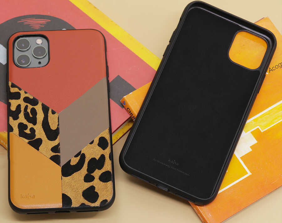 iPhone 12 Pro Kılıf Kajsa Glamorous Serisi Leopard Combo Kılıf Kırmızı