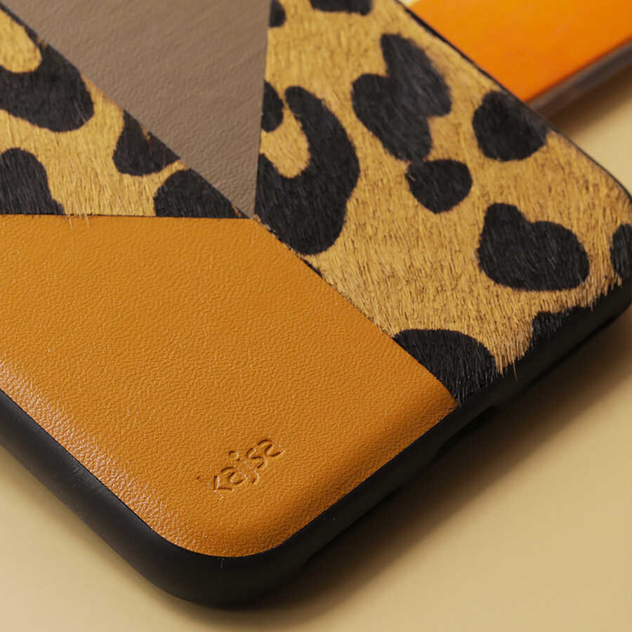 iPhone 12 Pro Kılıf Kajsa Glamorous Serisi Leopard Combo Kılıf Kırmızı
