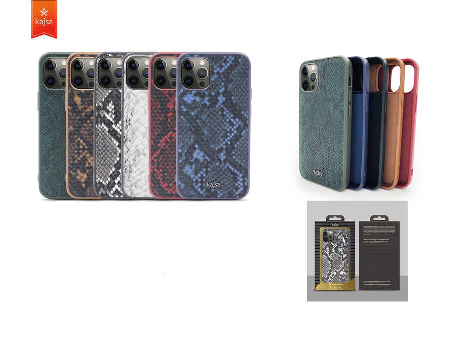 iPhone 12 Pro Max Kılıf Kajsa Glamorous Serisi Snake Pattern Kılıf Sarı