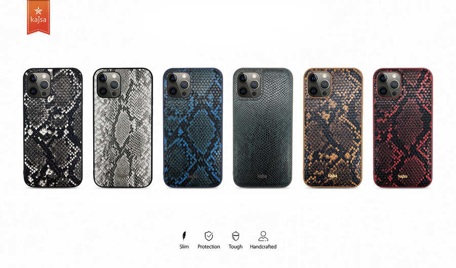iPhone 12 Pro Max Kılıf Kajsa Glamorous Serisi Snake Pattern Kılıf Yeşil
