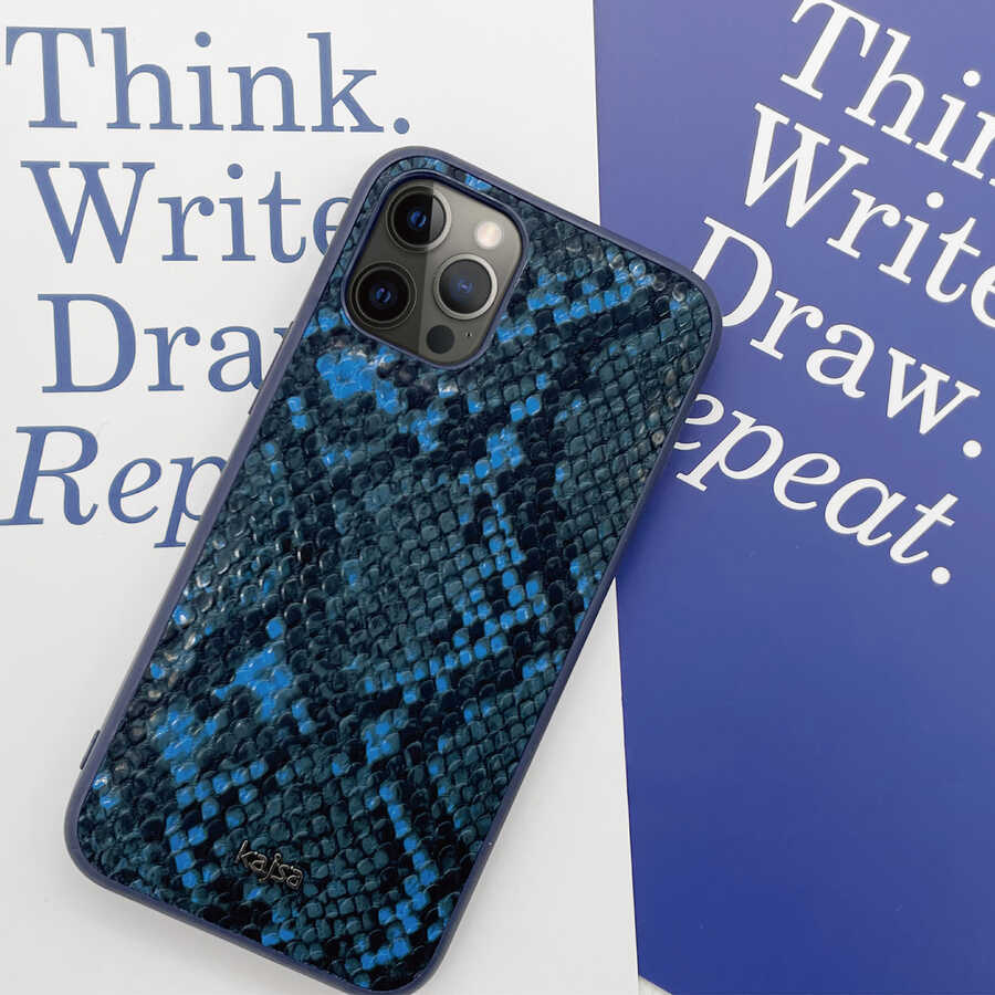 iPhone 12 Pro Max Kılıf Kajsa Glamorous Serisi Snake Pattern Kılıf Gri