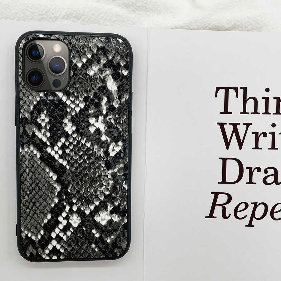 iPhone 12 Pro Max Kılıf Kajsa Glamorous Serisi Snake Pattern Kılıf Yeşil