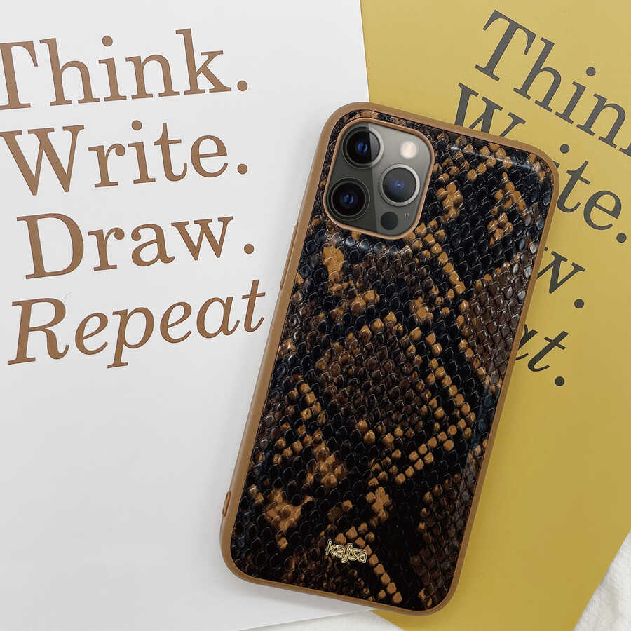 iPhone 12 Pro Max Kılıf Kajsa Glamorous Serisi Snake Pattern Kılıf Gri