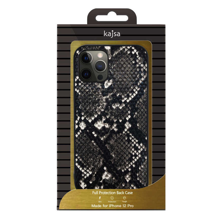 iPhone 12 Pro Max Kılıf Kajsa Glamorous Serisi Snake Pattern Kılıf Gri