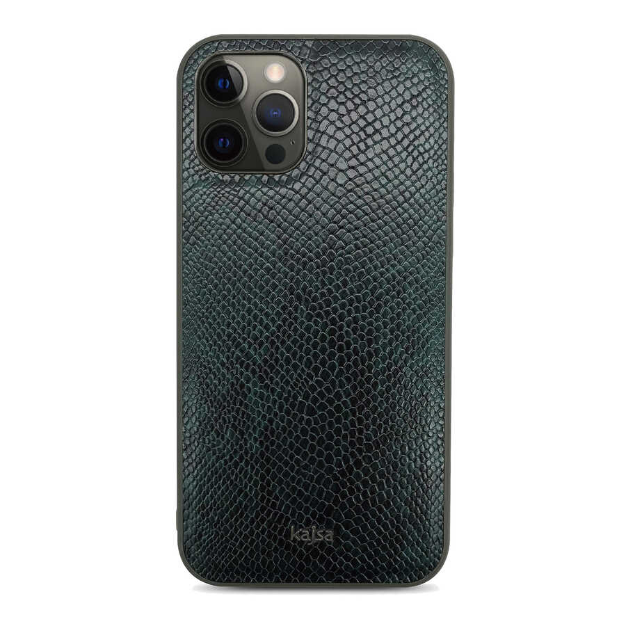 iPhone 12 Pro Max Kılıf Kajsa Glamorous Serisi Snake Pattern Kılıf Yeşil