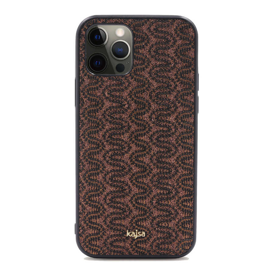 iPhone 12 Pro Max Kılıf Kajsa Glamorous Serisi Waterfall Pattern Kılıf Gri