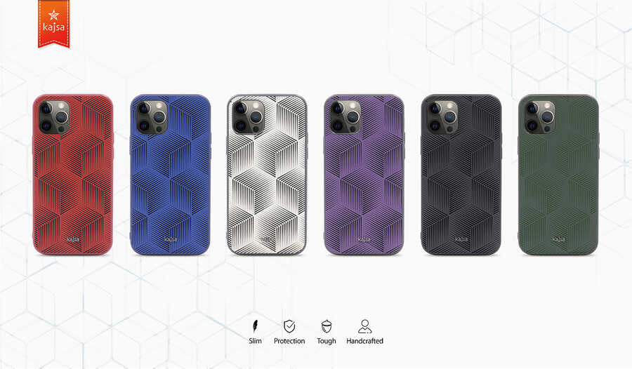 iPhone 12 Pro Max Kılıf Kajsa Splendid Serisi 3D Cube Kılıf Mavi