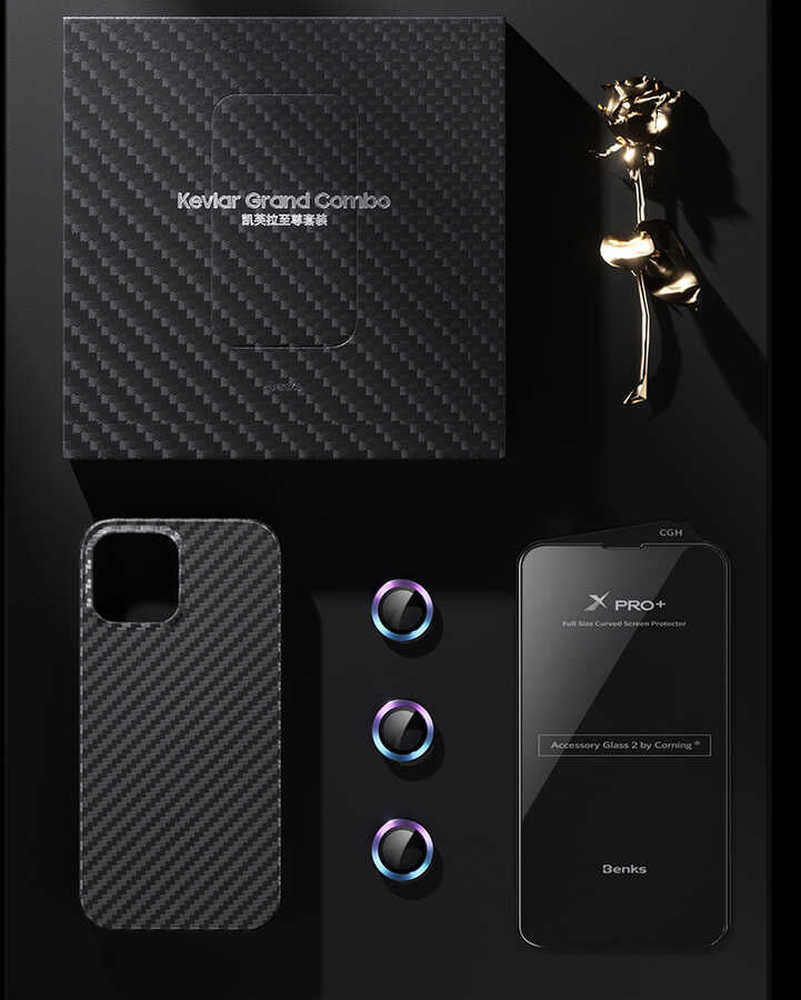 iPhone 13 Kılıf Benks Aramid Magsafe 3 in 1 Set Siyah