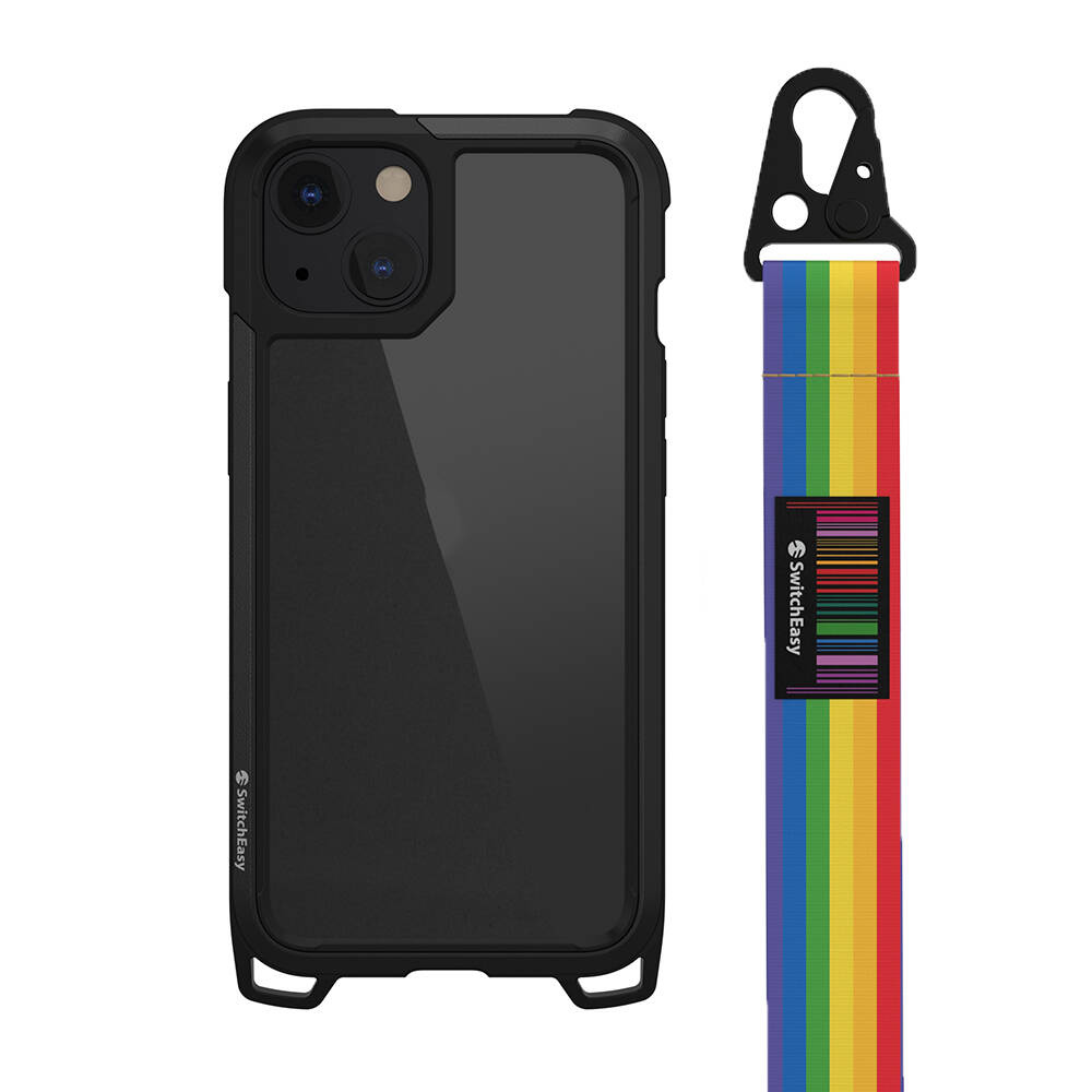 iPhone 13 Kılıf Boyun Askılı Kompozit Tasarımlı Şok Önleyicili Lisanslı Switcheasy Odyssey Kılıf Rainbow