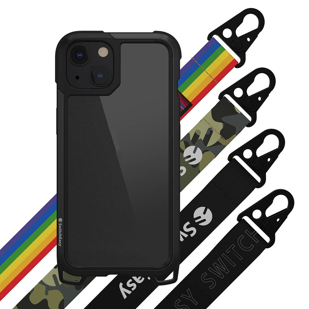 iPhone 13 Kılıf Boyun Askılı Kompozit Tasarımlı Şok Önleyicili Lisanslı Switcheasy Odyssey Kılıf Siyah