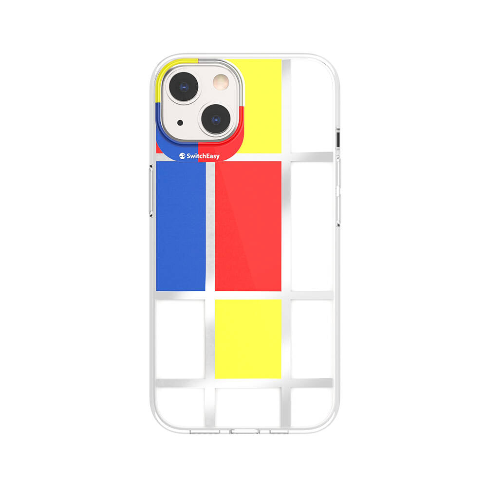 iPhone 13 Kılıf Çift IMD Baskılı Lisanslı Switcheasy Artist Mondrian Kılıf Sarı