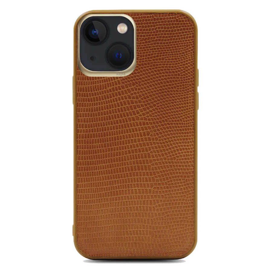 iPhone 13 Kılıf Kajsa Preppie Collection Pu Deri Kılıf Kahverengi
