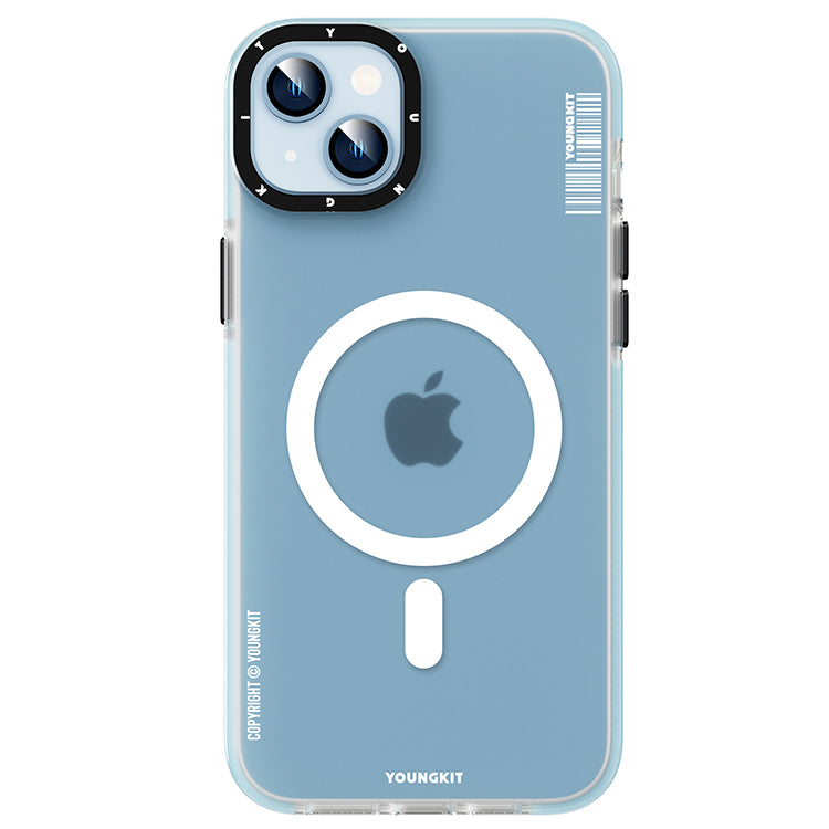 iPhone 13 Kılıf Magsafe Şarj Özellikli Youngkit Mat Jane Sand Serisi Kılıf Mavi