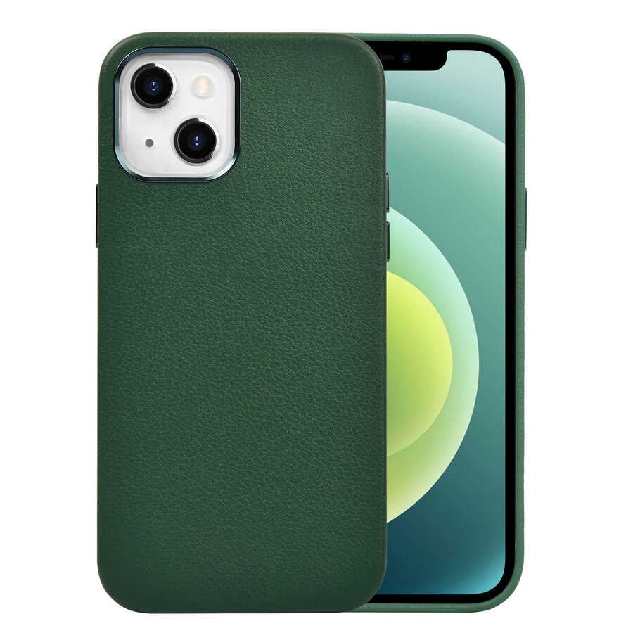 iPhone 13 Kılıf Wiwu Calfskin Kılıf Yeşil