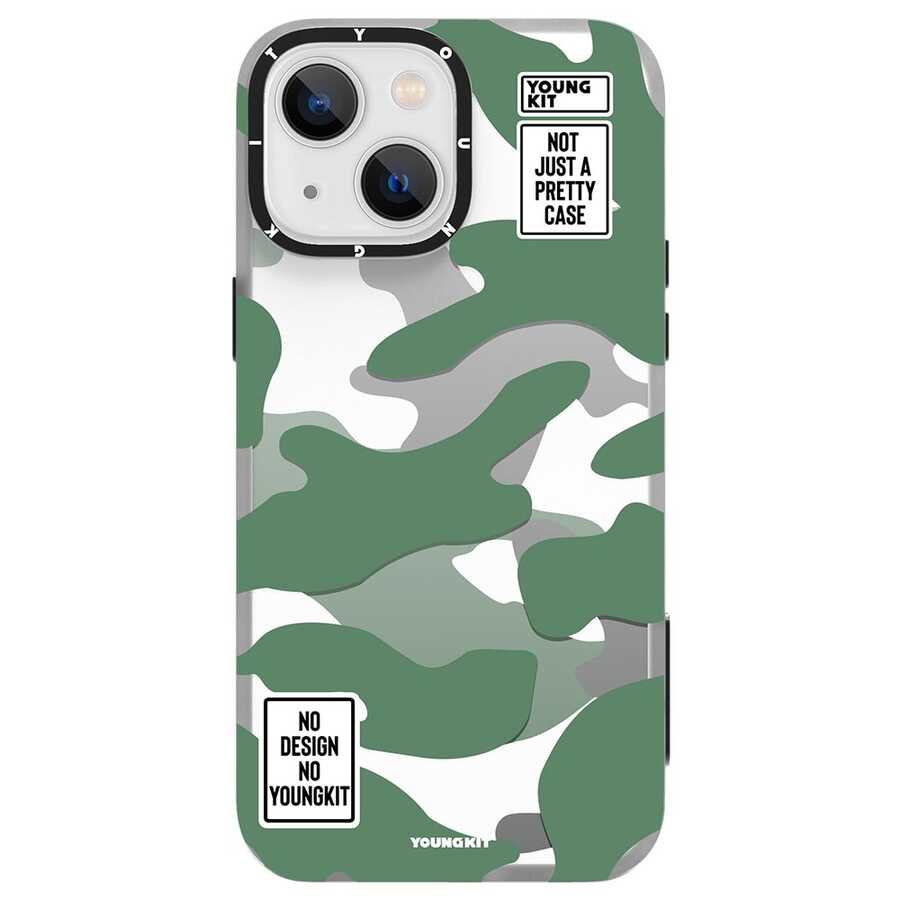 iPhone 13 Kılıf YoungKit Kamuflaj Serisi Kılıf Mavi