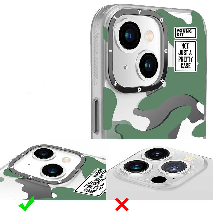 iPhone 13 Kılıf YoungKit Kamuflaj Serisi Kılıf Mavi