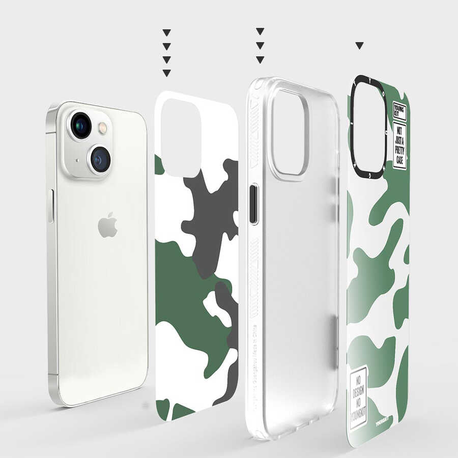 iPhone 13 Kılıf YoungKit Kamuflaj Serisi Kılıf Mavi