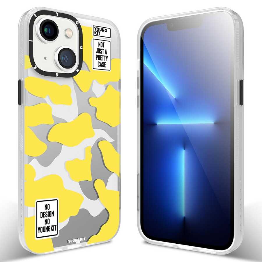 iPhone 13 Kılıf YoungKit Kamuflaj Serisi Kılıf Sarı