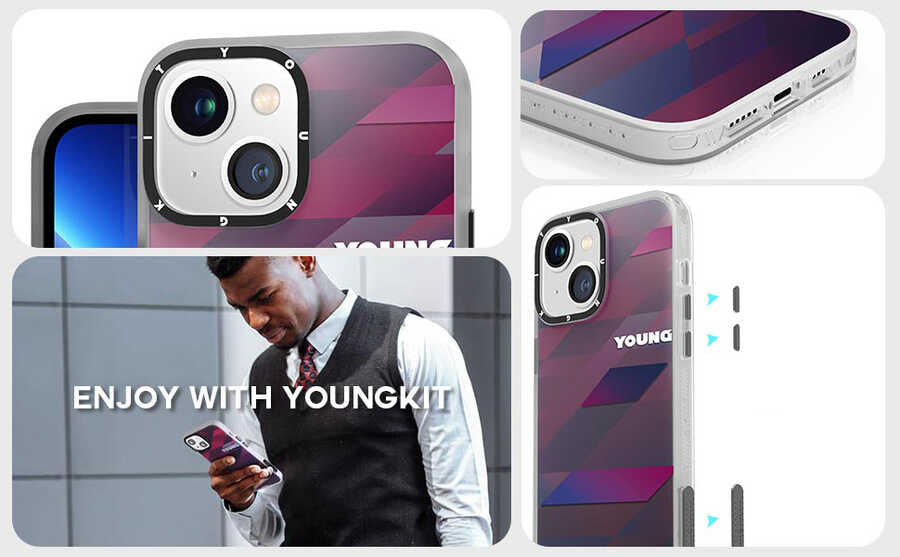 iPhone 13 Kılıf YoungKit Klasik Serisi Kılıf CL004 Triangle