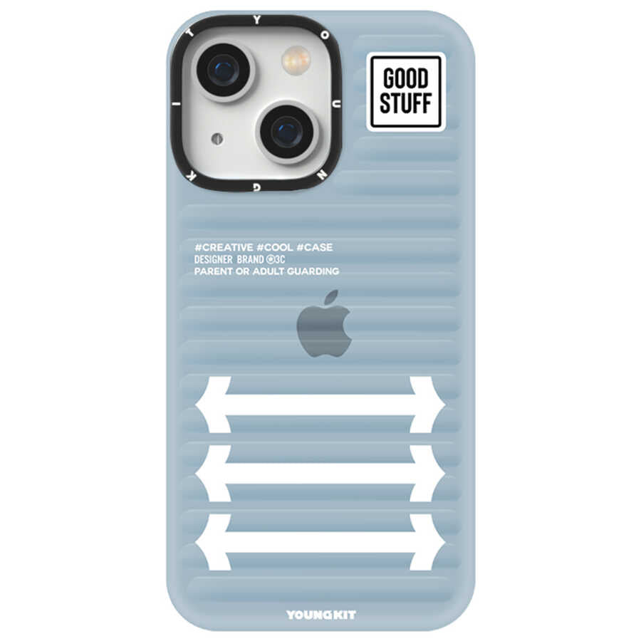 iPhone 13 Kılıf YoungKit Luggage FireFly Serisi Kılıf Mavi Açık