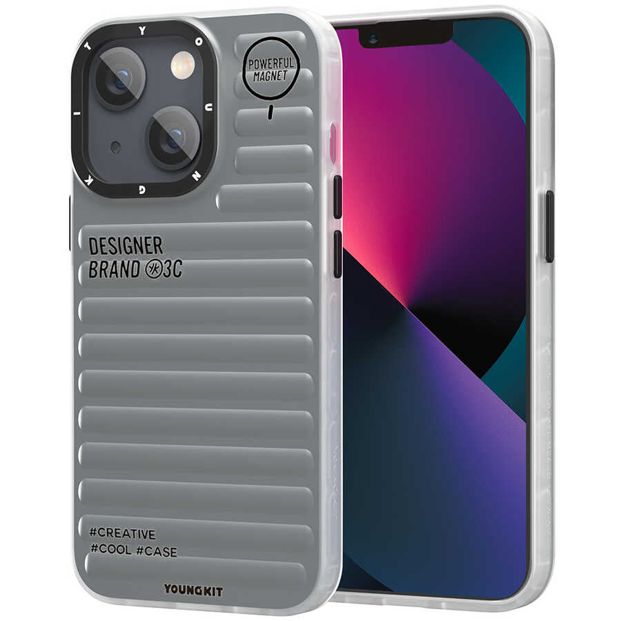 iPhone 13 Kılıf YoungKit Plain Coloured Serisi Kılıf Gri