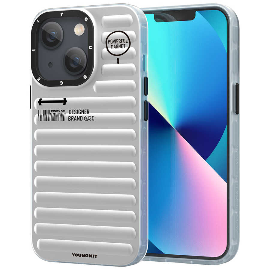 iPhone 13 Kılıf YoungKit Plain Coloured Serisi Kılıf Gümüş